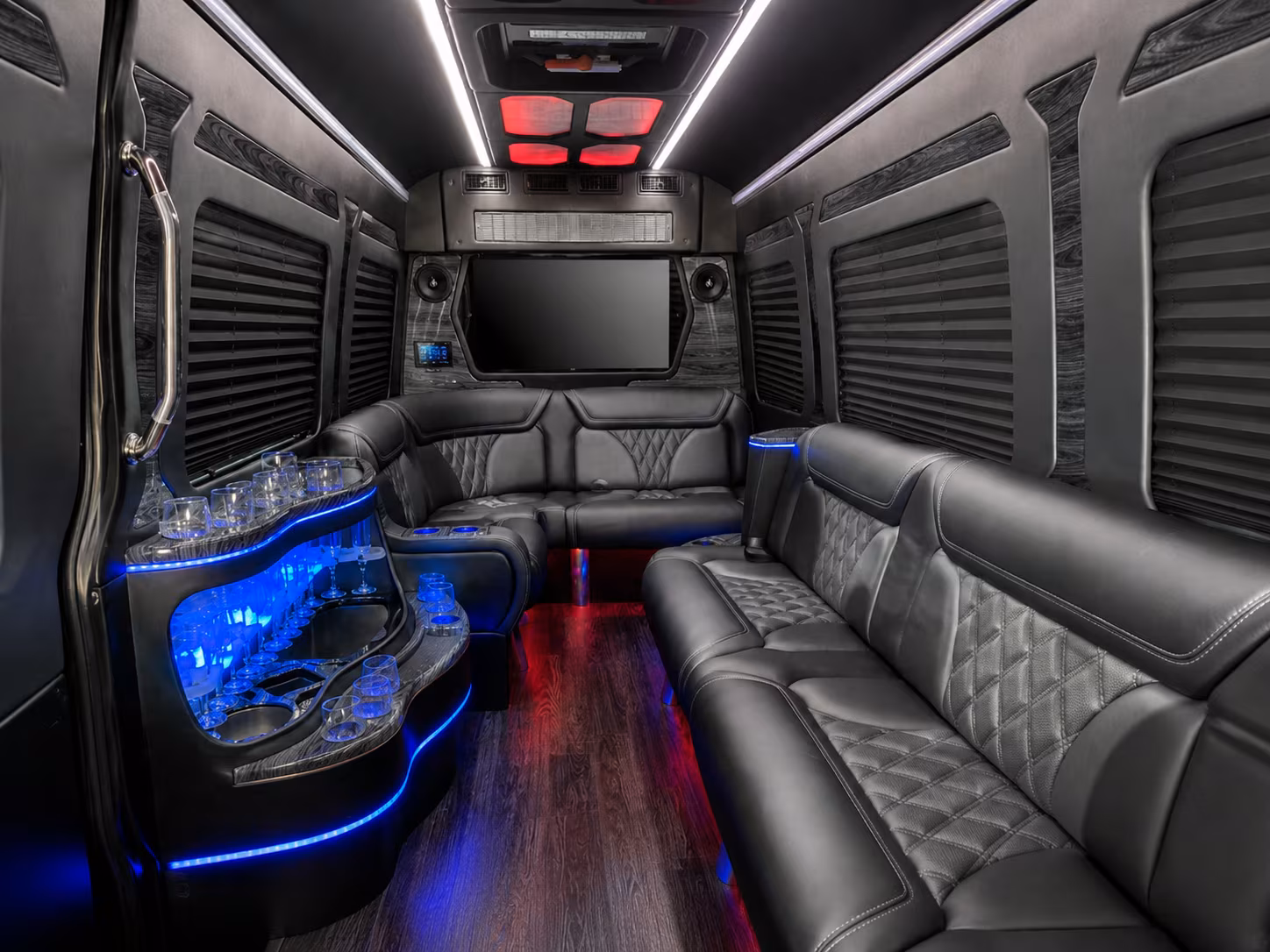 plano 20 passenger party bus interior